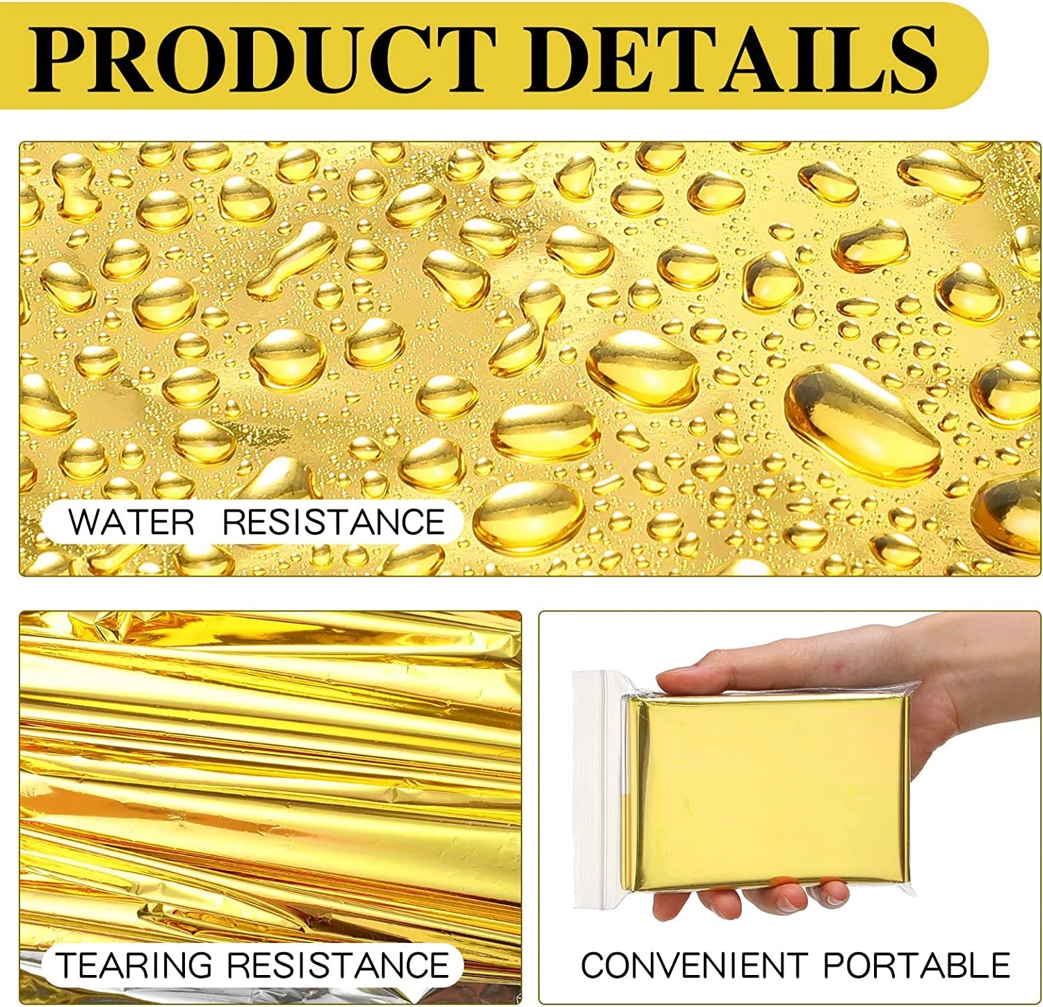 Outdoor Emergency Gold-Silver Survival Blanket – Waterproof Thermal Rescue Blanket 130x210cm